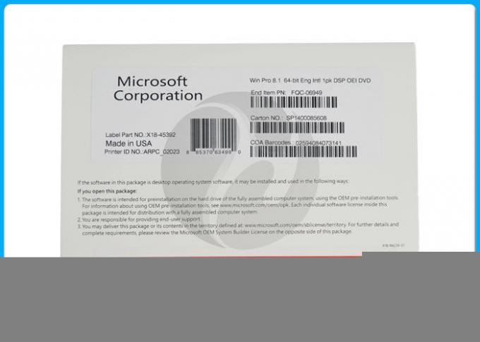 Microsoft Windows 소프트웨어 Windows 8.1 직업적인 중요한 스티커 면허 부호 능동태 스티커