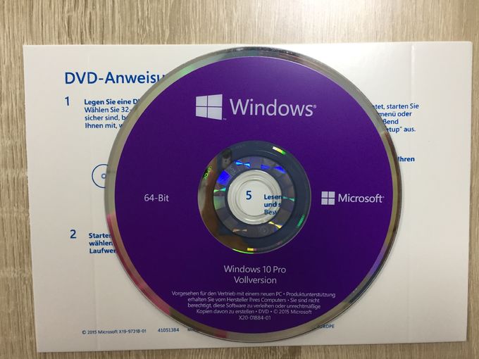 독일인 Windows 10 64bit 1pk DSP DVD를 가진 직업적인 OEM COA 스티커 온라인 활성화