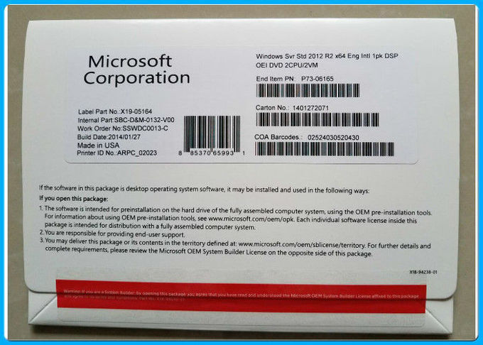 5 CALs Microsoft Windows 서버 2012 R2 2CPU/2VM FQC P73-6165 언어 제한 없음