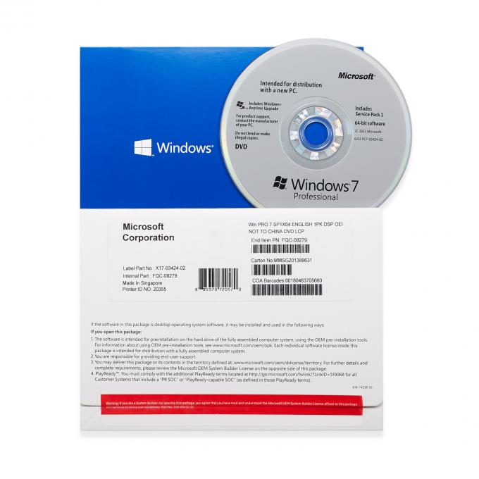 세계적인 컴퓨터 소프트웨어 Microsoft Windows DVD 마이크로소프트 승리 7을 가진 7 직업 및 가정 OEM